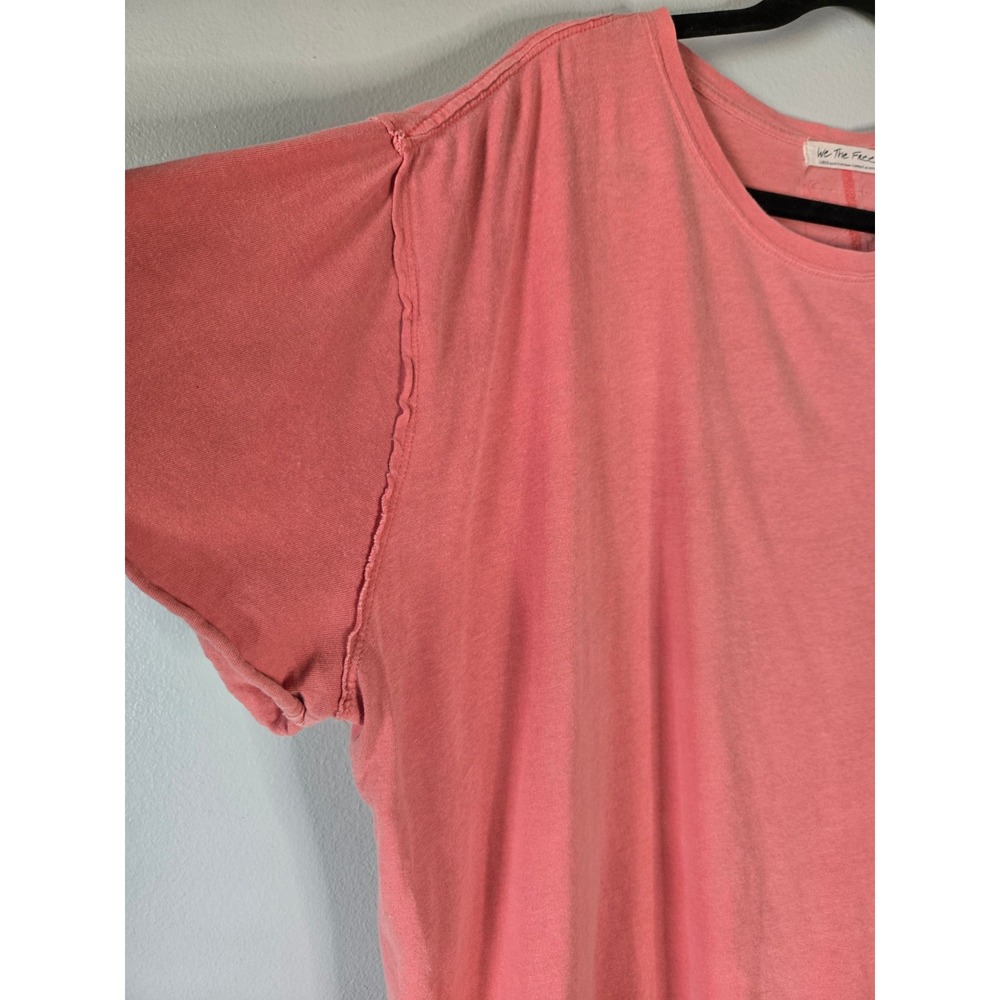 We The Free Nina Tee Coral Oversized Boxy Size Large Raw Hem - Picture 3 of 8